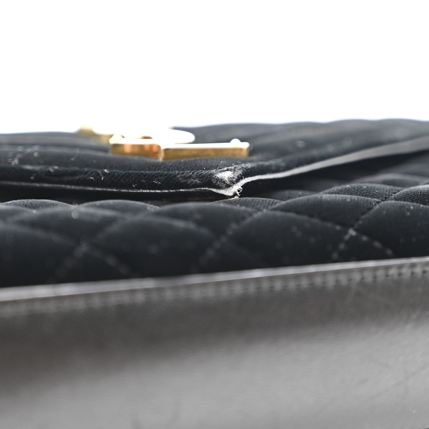 Velvet Tri-Quilt Monogram Medium College Bag Black