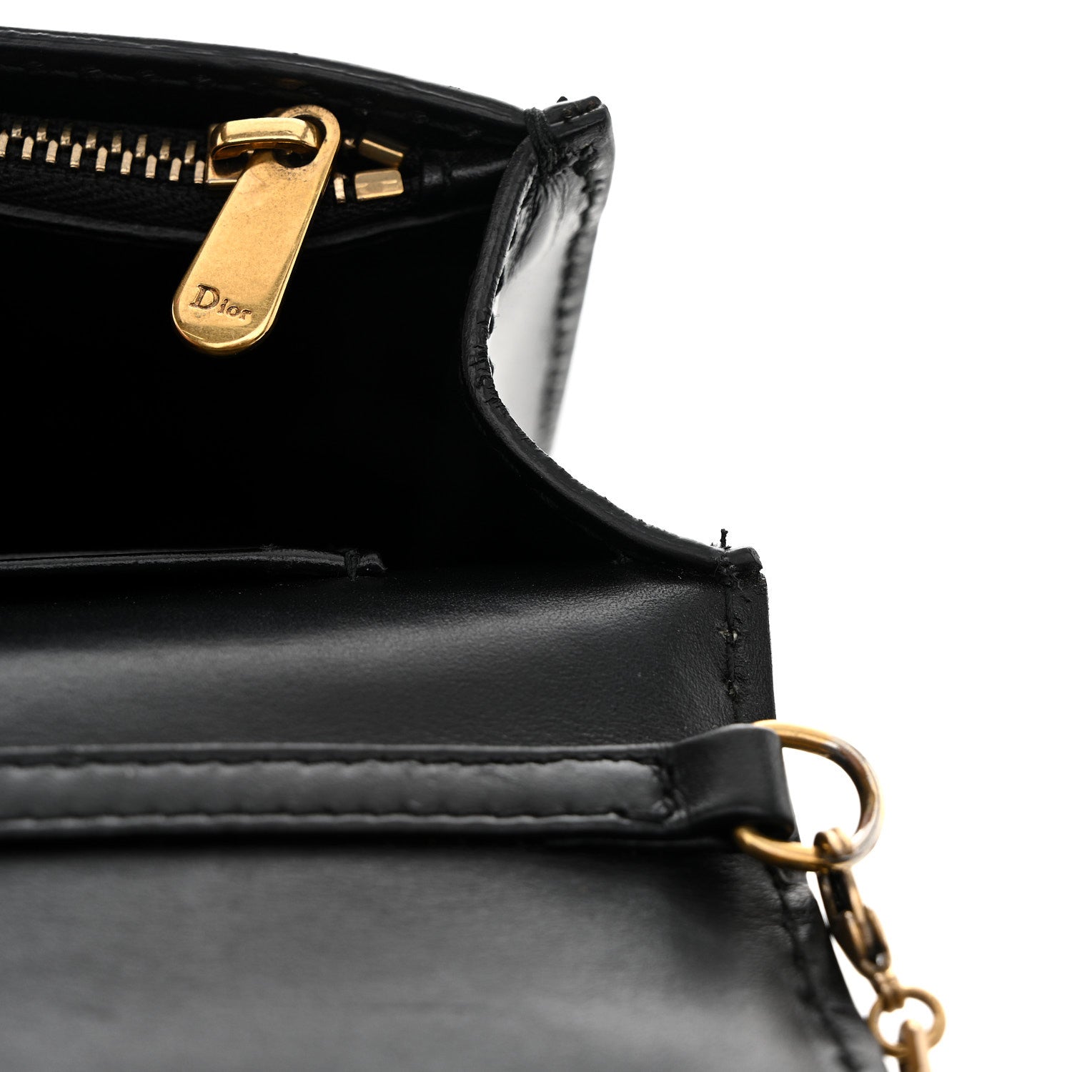 Calfskin J'AD1OR Wallet on Chain Pouch Black