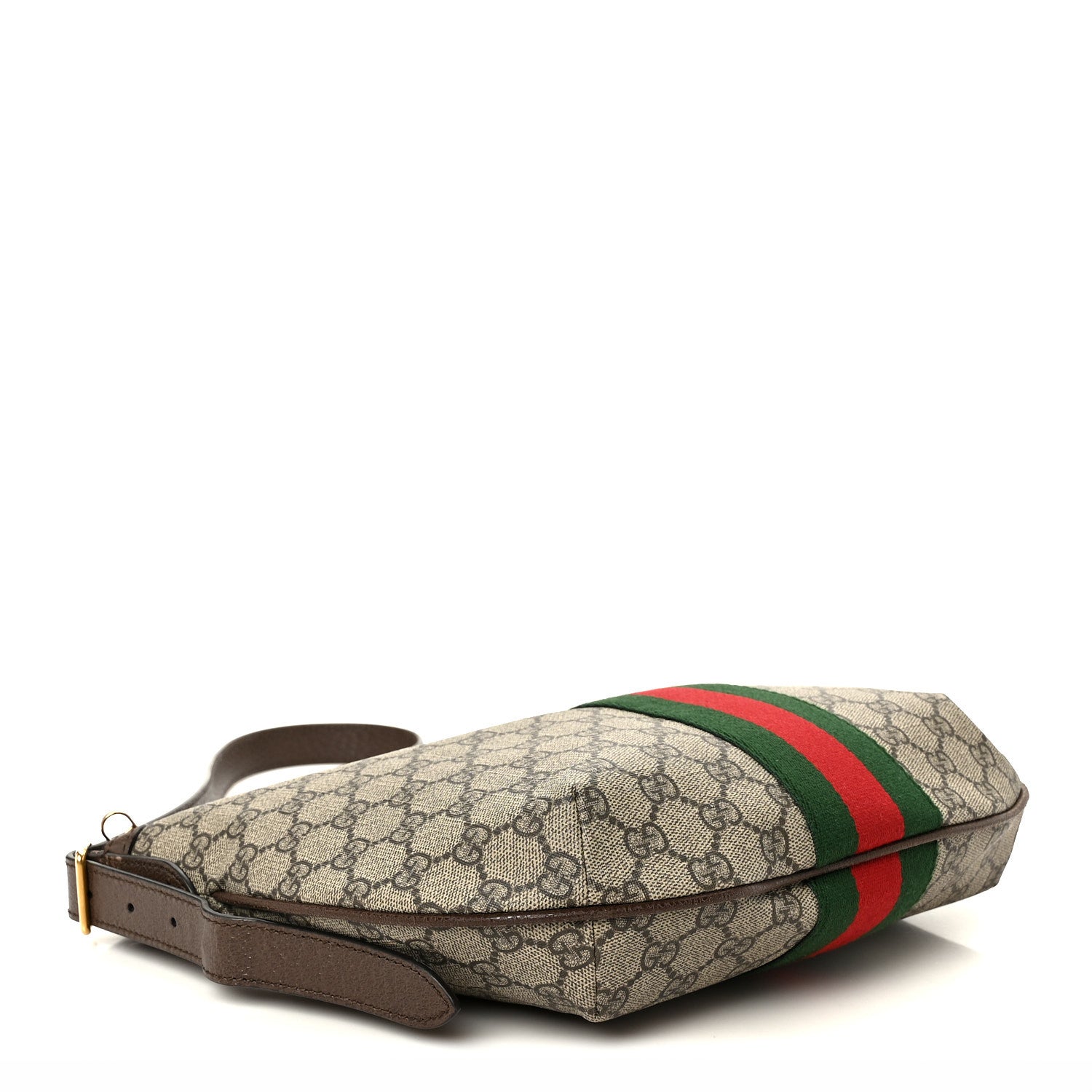 GG Supreme Monogram Web Small Ophidia Half Moon Hobo Brown