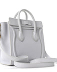 Drummed Calfskin Nano Luggage Pearl Blue