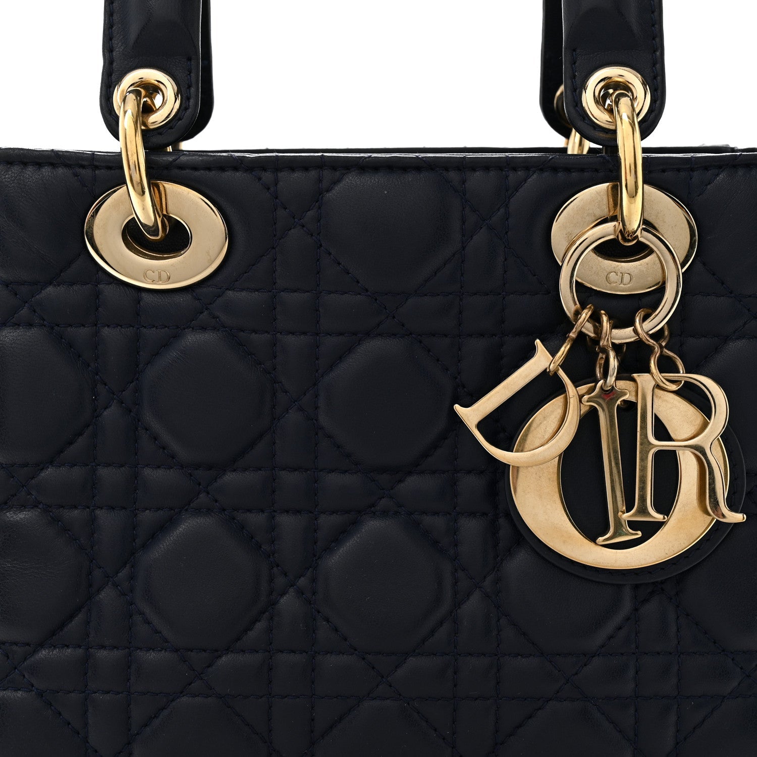 Lambskin Cannage Small Lucky Badges My Lady D1OR Navy