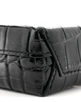Calfskin Crocodile Embossed Logo Shopping Phone Holder Bag Black