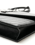 Grain De Poudre Matelasse Chevron Monogram Monochrome Envelope Chain Wallet Black