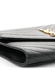 Grain De Poudre Matelasse Chevron Monogram Envelope Clutch Black