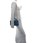 Calfskin Quilted Medium Boy Top Handle Flap Blue