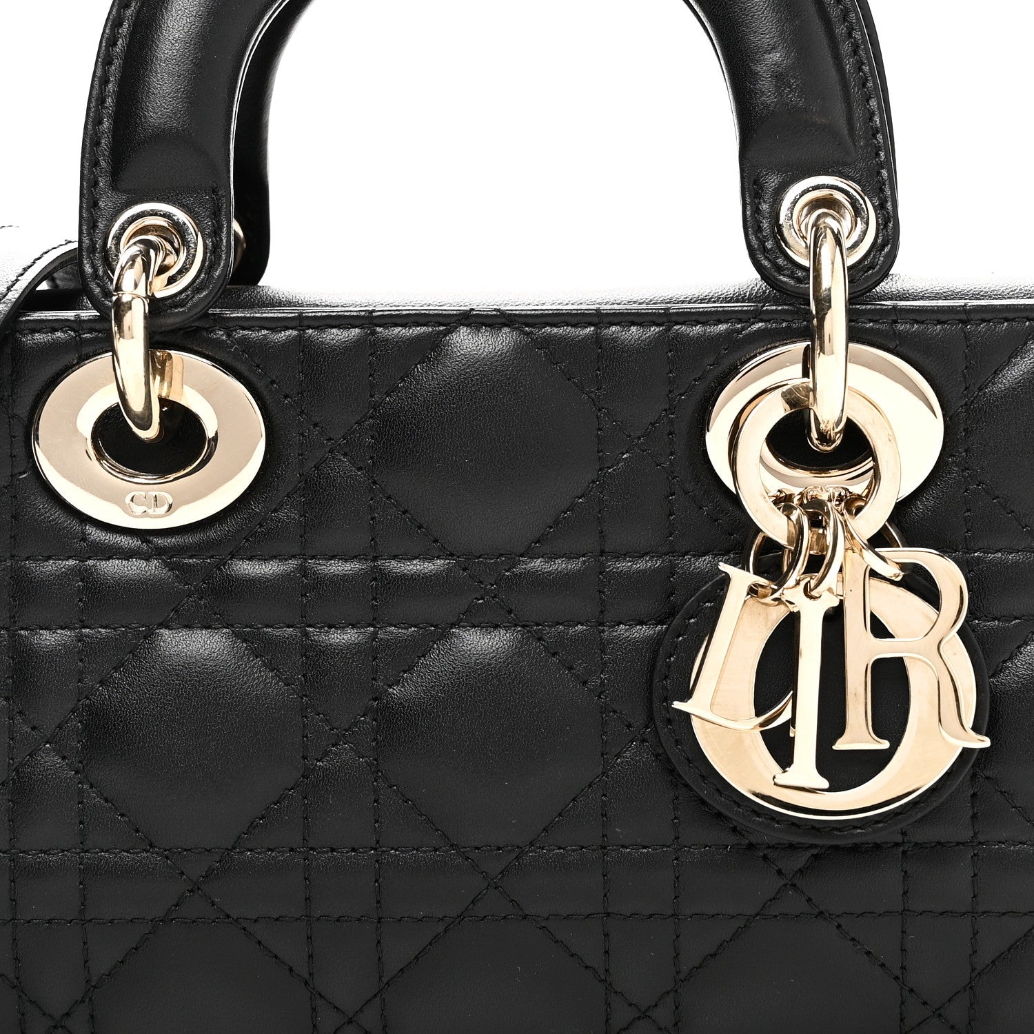 Lambskin Cannage Small Lady D-Joy Black