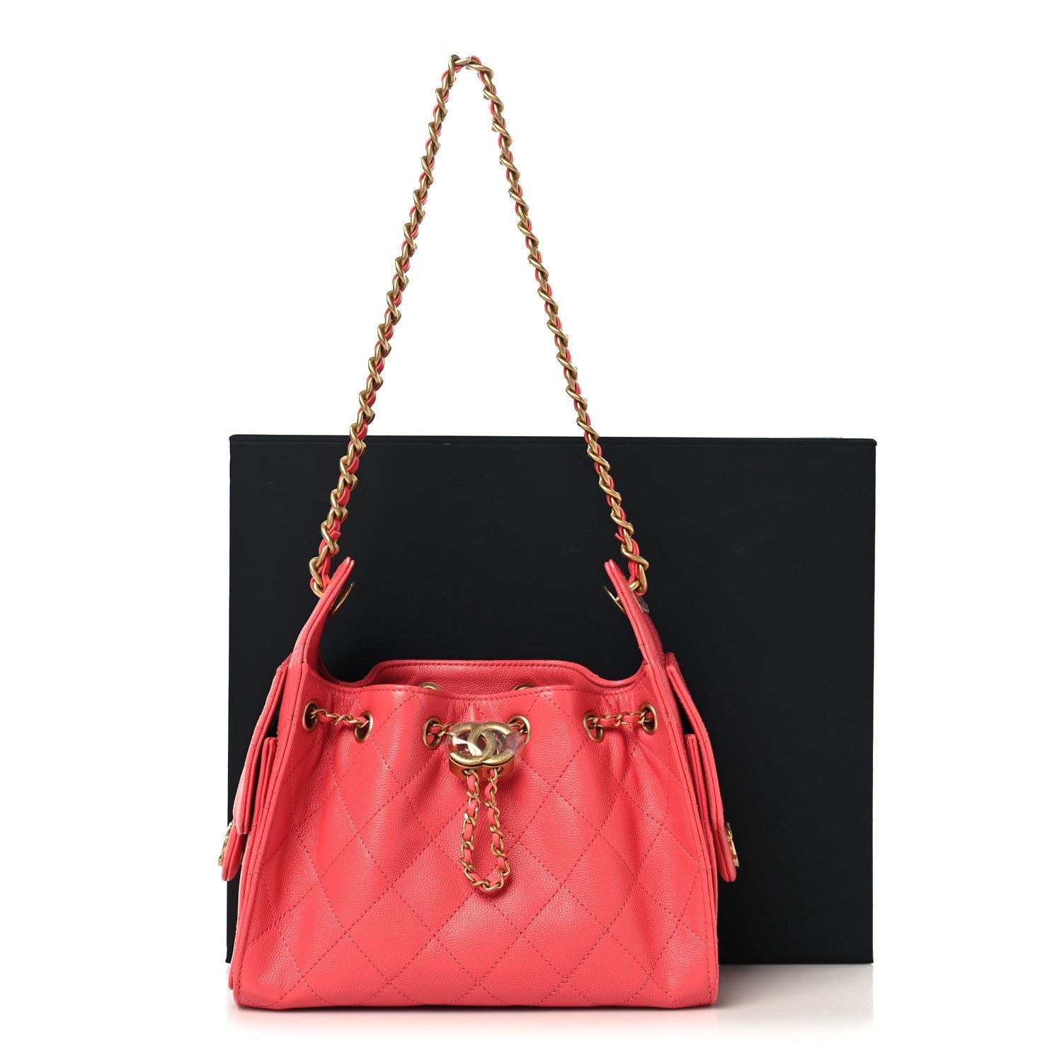 Caviar Quilted Mini CHNL 25 Handbag Coral