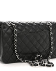 Lambskin Quilted Medium Double Flap Black