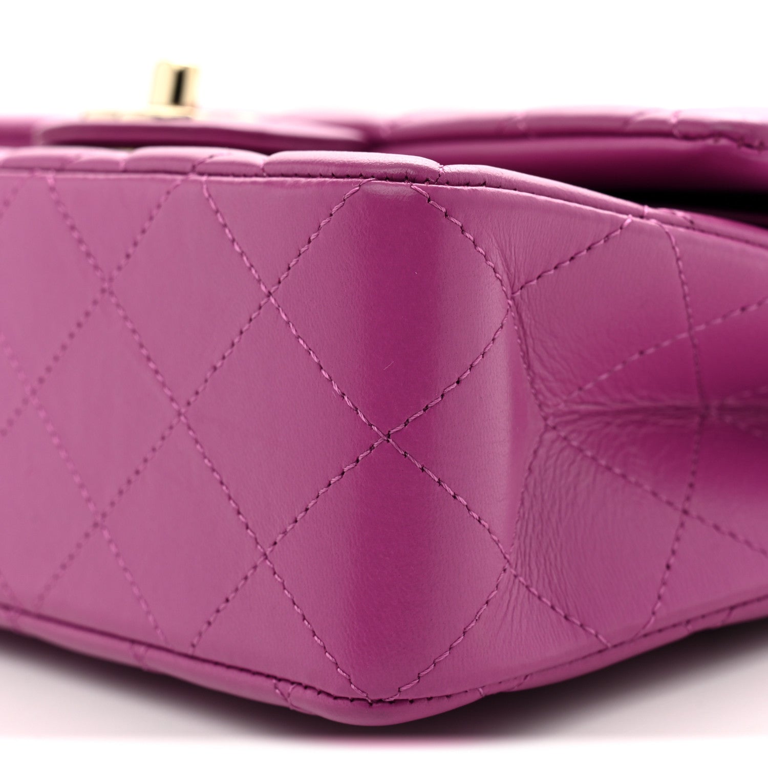 Lambskin Quilted Small Double Flap Purple