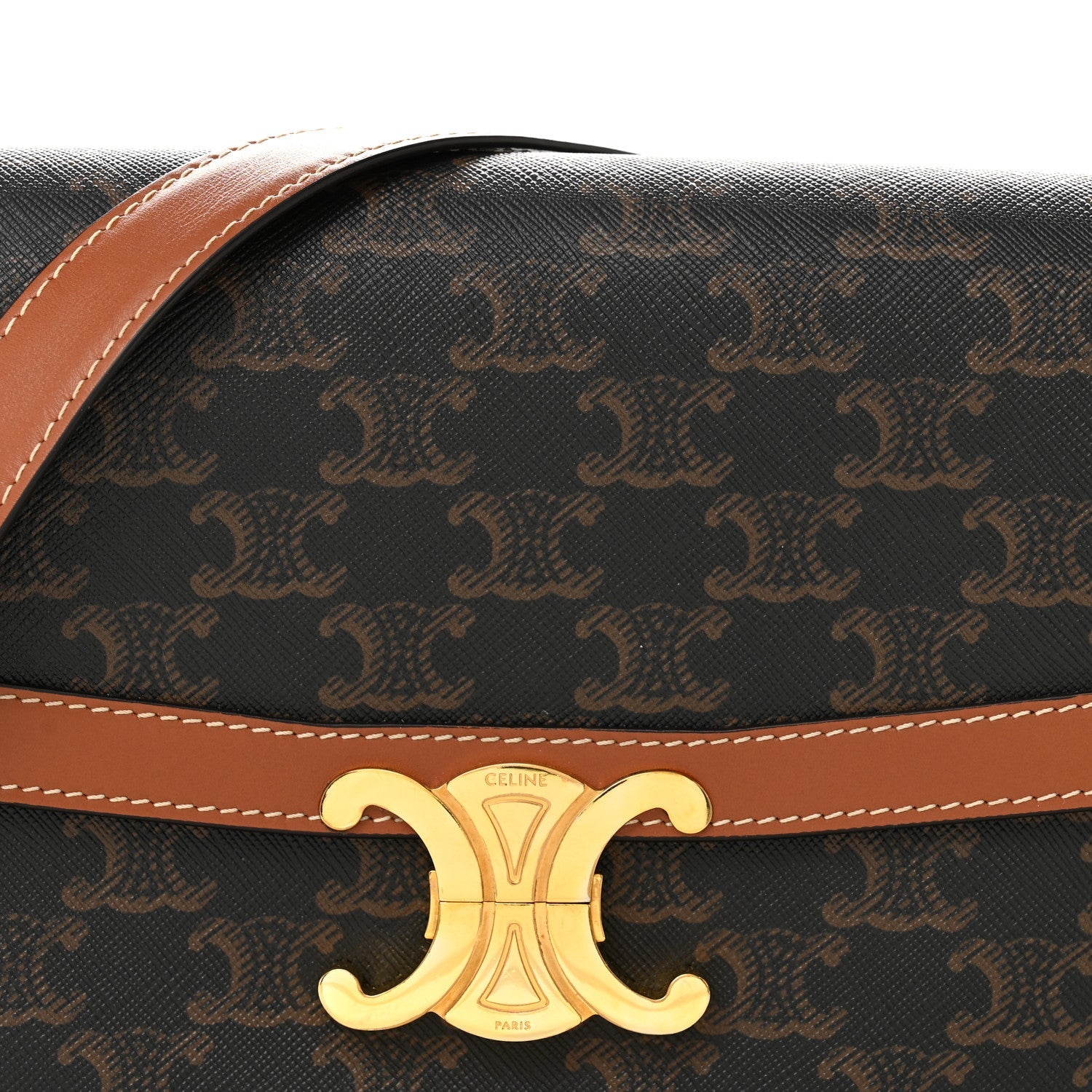 Triomphe Canvas Calfskin Medium Triomphe Bag Tan