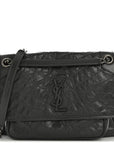 Crinkled Calfskin Matelasse Monogram Medium Niki Chain Satchel Storm