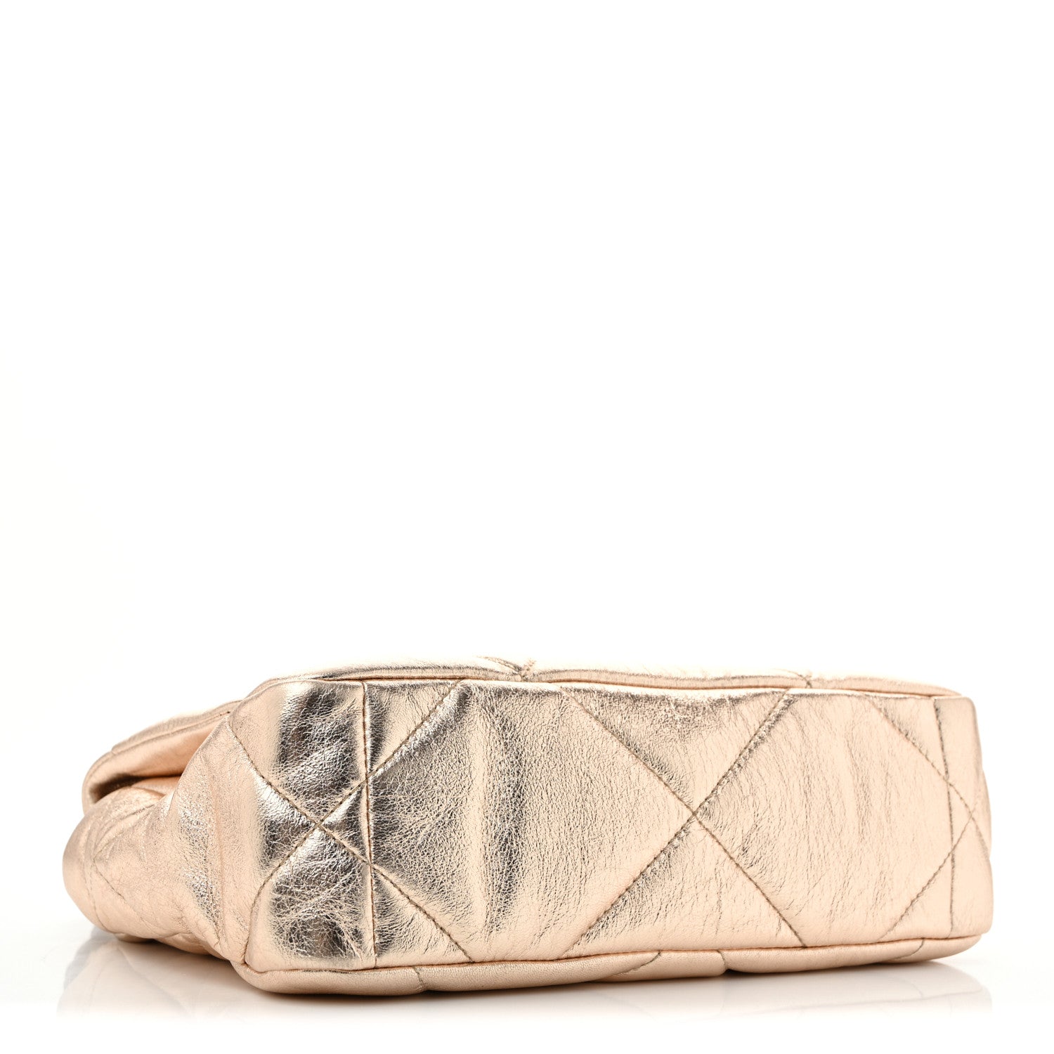 Metallic Lambskin Quilted Medium CHNL 19 Flap Gold
