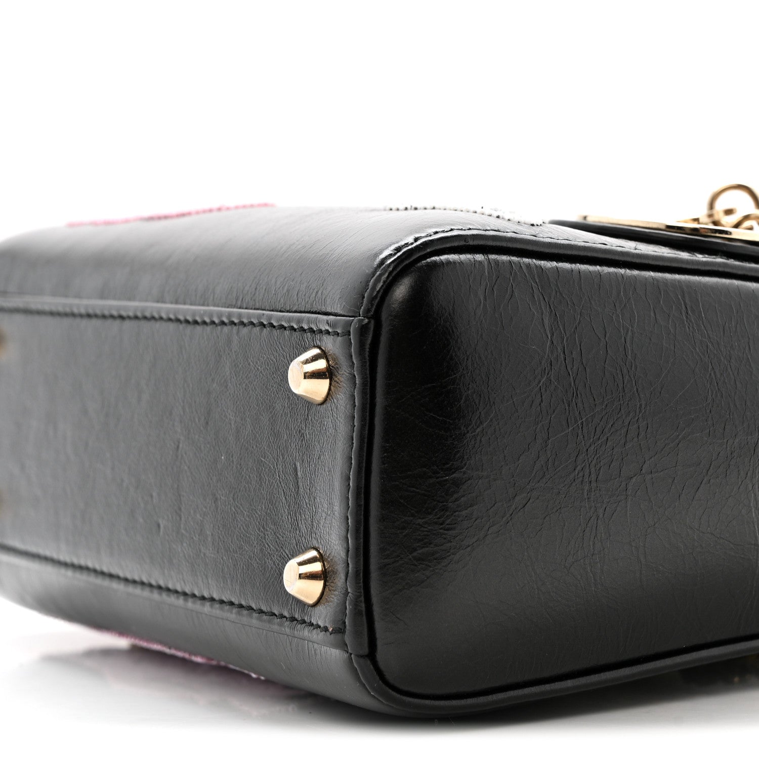 Calfskin Beaded Mini Lady D1OR Black
