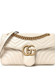 Calfskin Matelasse Small GG Marmont Shoulder Bag White