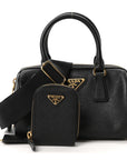Saffiano Lux Mini Boston Crossbody Bag Black