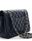 Caviar Quilted Small Double Flap Blue