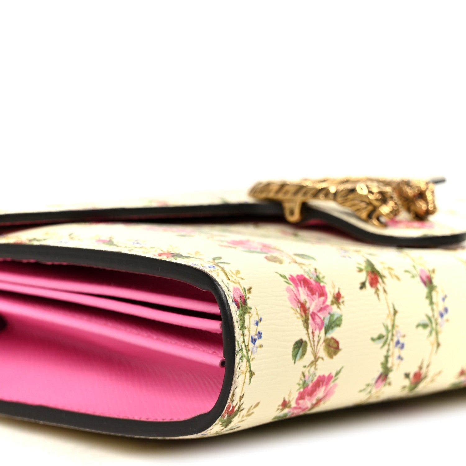 Calfskin Floral Print Mini Dionysus Chain Wallet Ivory Pink