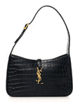 Calfskin Crocodile Embossed Le 5 A 7 Hobo Black