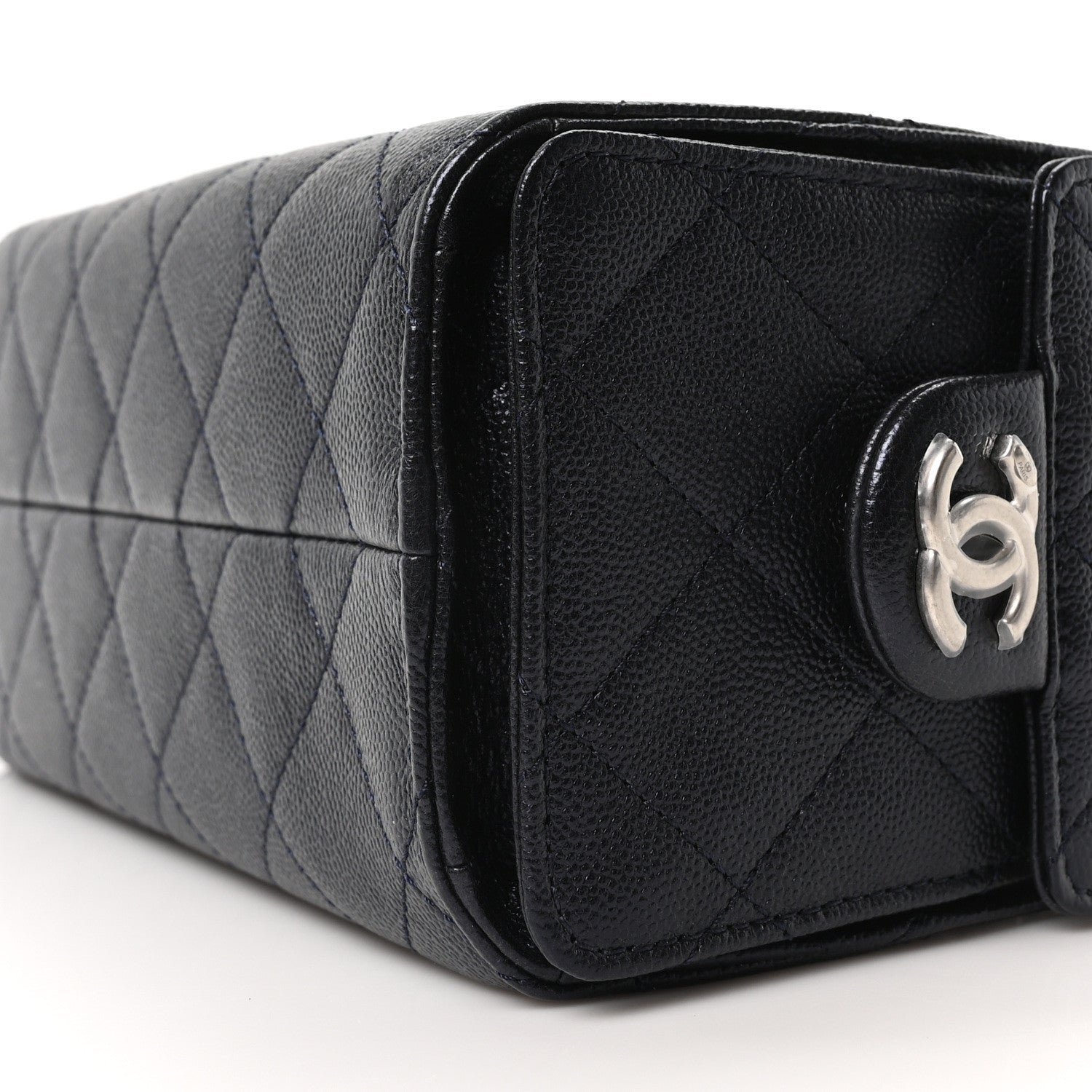 Metallic Caviar Quilted Mini CHNL 25 Handbag Dark Blue