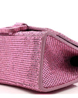 Strass Suede Hourglass Top Handle Bag XS Pink