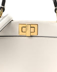 Vitello Seta Suede FF Mini Peekaboo Iconic Satchel White Ice