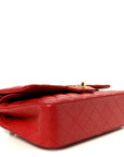 Lambskin Quilted Medium Double Flap Red