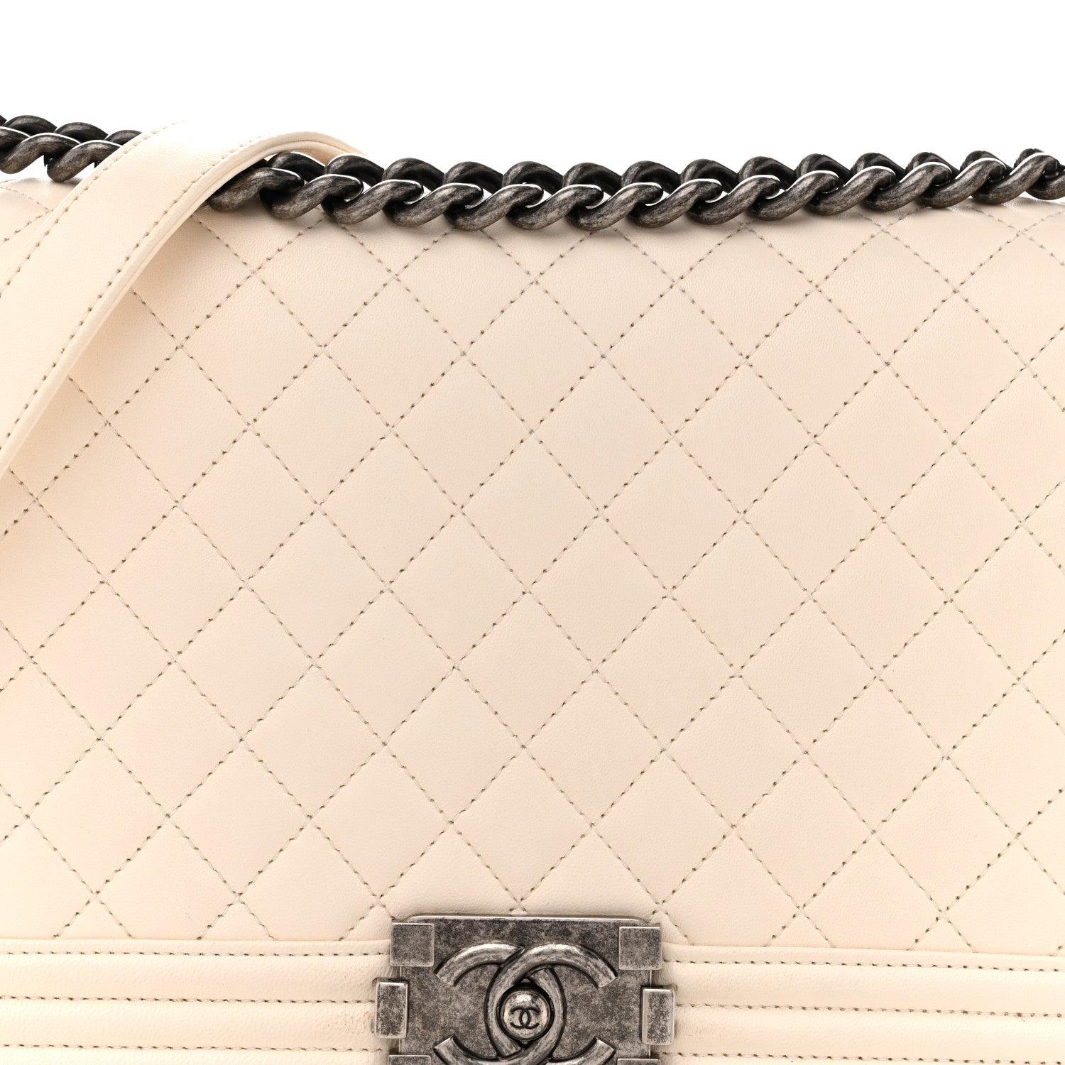 Calfskin Quilted New Medium Boy Flap White