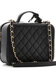 Caviar Quilted Medium CC Filigree Vanity Case Black