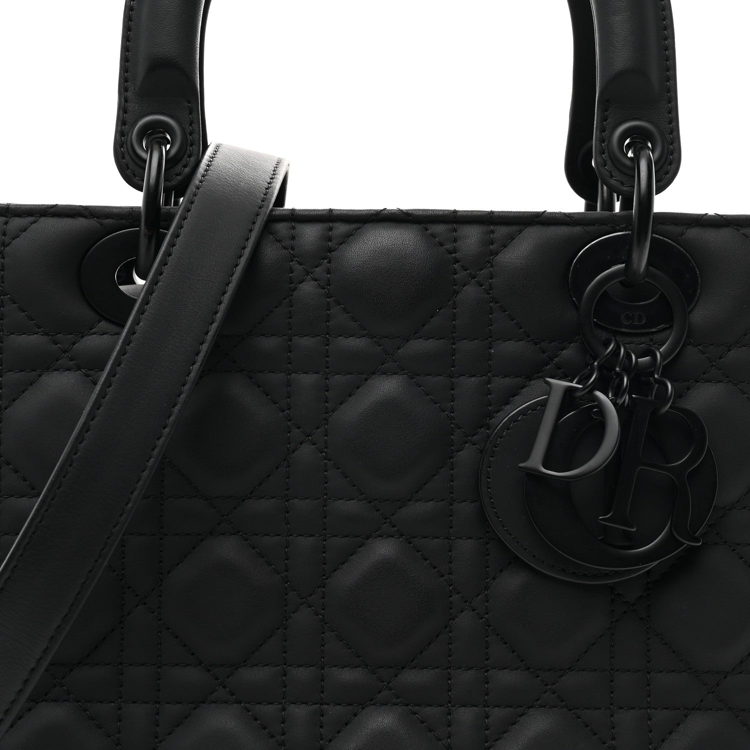 Ultra Matte Calfskin Cannage Medium Lady D1OR Black