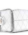 Metallic Caviar Quilted Mini CHNL 25 Handbag Silver