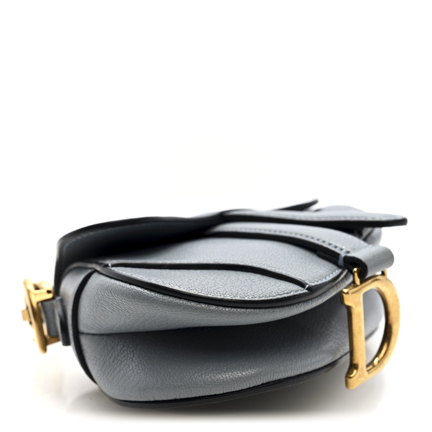 Grained Calfskin Mini Saddle Bag Sky Blue