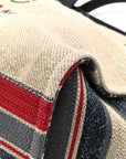 Striped Canvas Medium Deauville Tote Beige