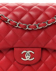Caviar Quilted Jumbo Double Flap Dark Red