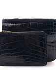 Shiny Alligator Constance Slim Wallet Bleu Abysse
