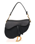 Grained Calfskin Saddle Bag Black