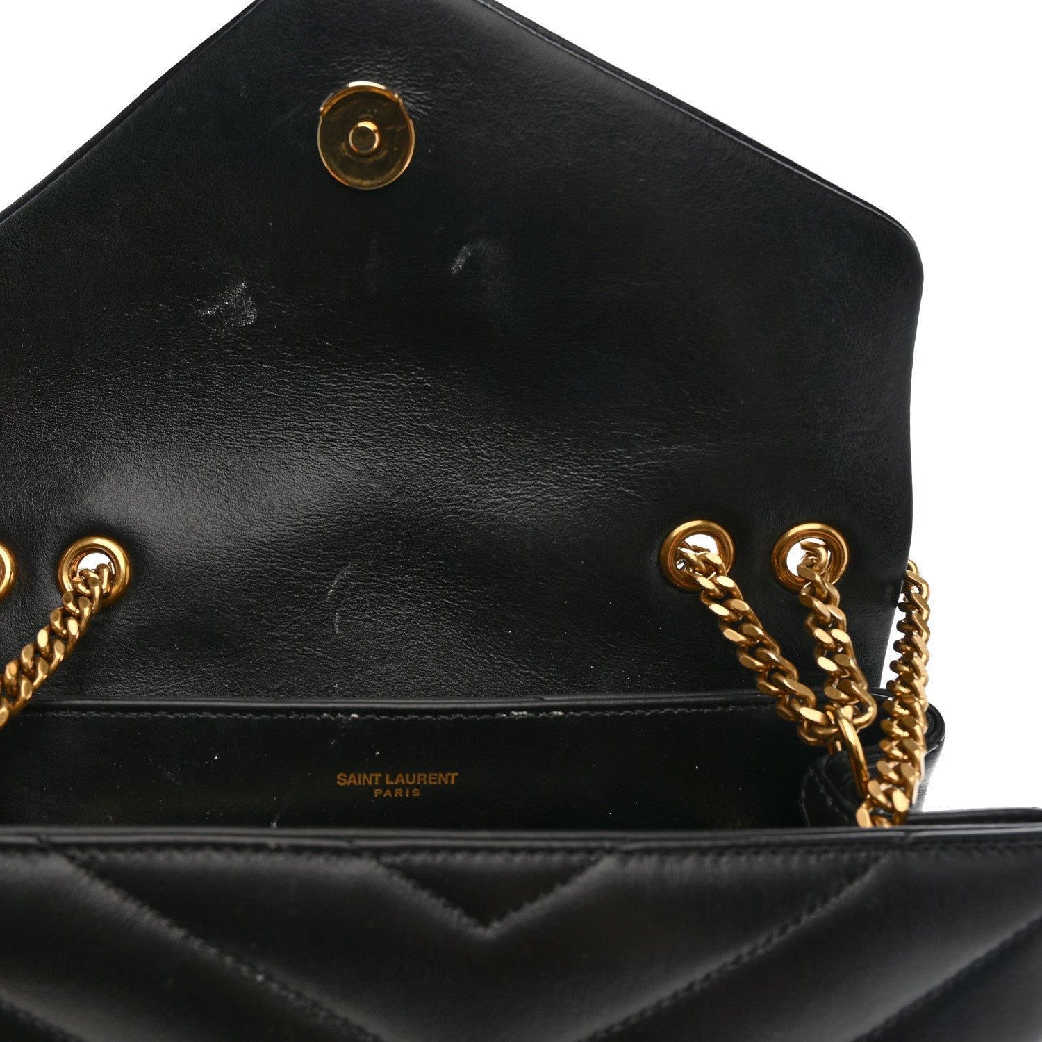 Calfskin Y Quilted Monogram Small Loulou Chain Satchel Black