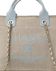 Mixed Fibers Calfskin Small Deauville Tote Grey Light Blue