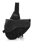 Nylon Grained Calfskin Saddle Bag Black Multicolor