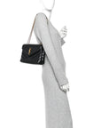 Calfskin Y Quilted Monogram Small Loulou Chain Satchel Black