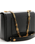 Calfskin Medallion Tribute Shoulder Bag  Black