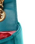 Velvet Matelasse Mini GG Marmont Shoulder Bag Pavone Cyan
