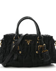 Tessuto Nylon Gaufre Shopping Satchel Black