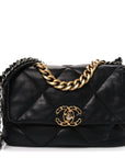 Lambskin Quilted Medium CHNL 19 Flap Black
