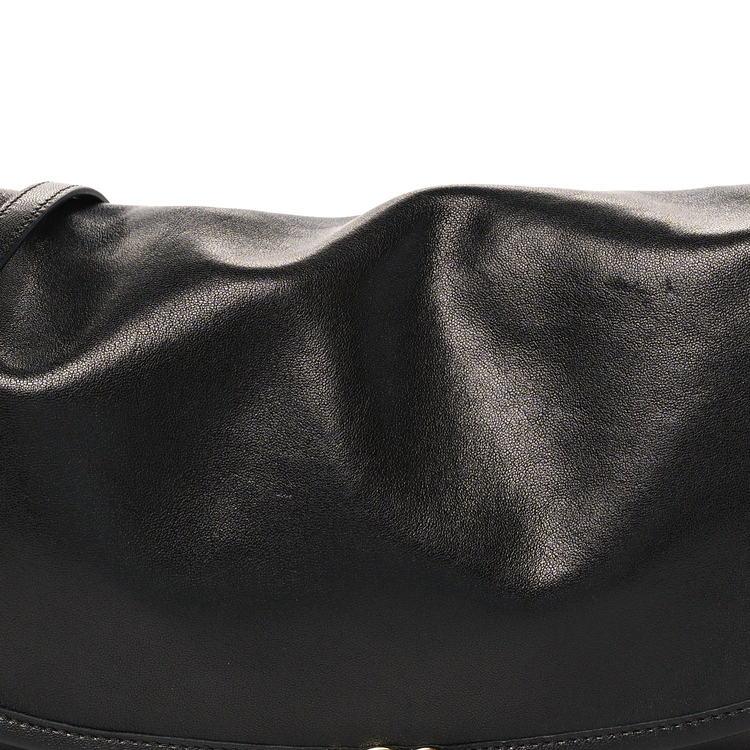 Shiny Lambskin Soft Triomphe Half Moon Bag Black