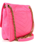 Crinkled Calfskin Matelasse Monogram Medium Niki Chain Satchel Rose Glow