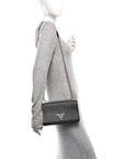 Saffiano Tessuto Nylon Chain Shoulder Bag Black