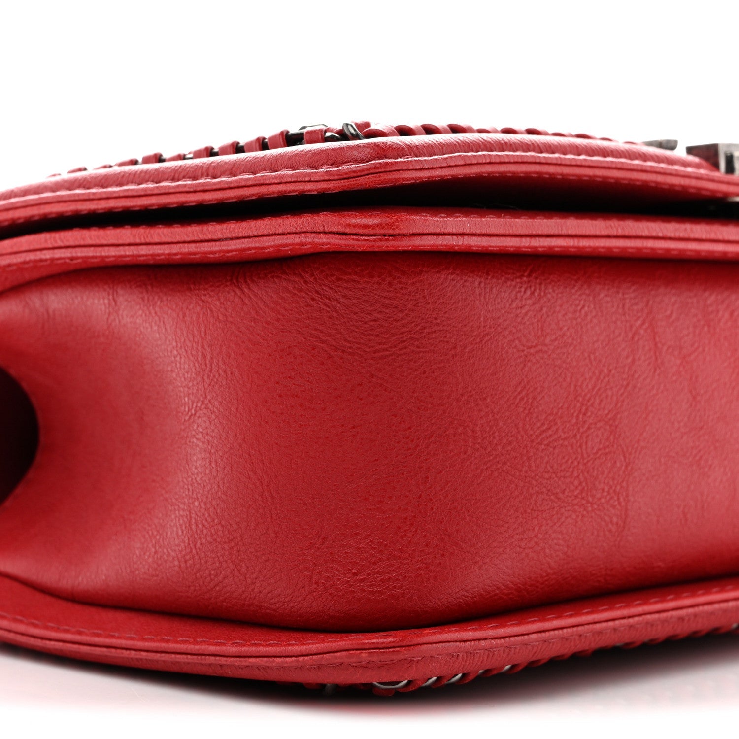 Calfskin Quilted Medium Top Handle Boy Flap Red