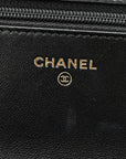 Lambskin Quilted CHNL 19 Wallet On Chain WOC Black
