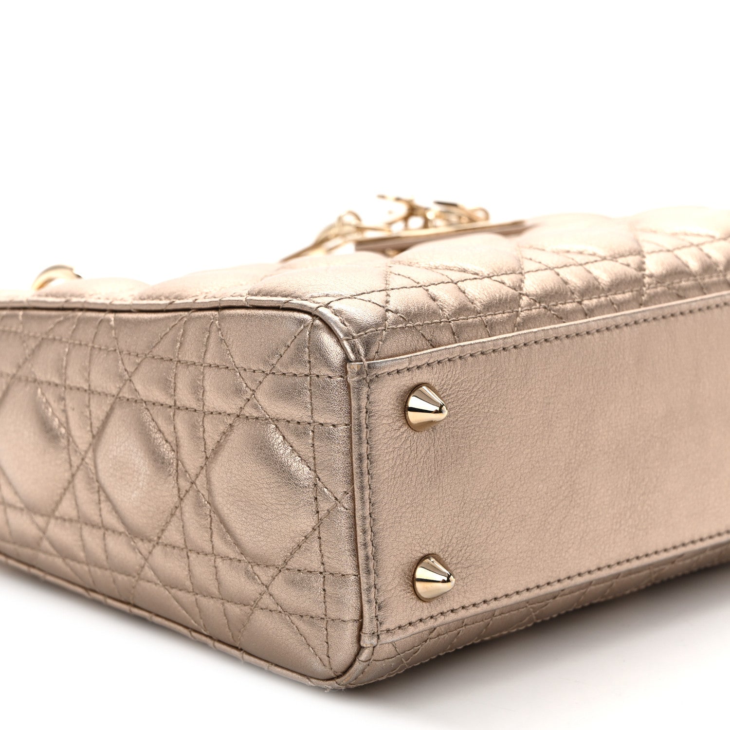 Metallic Lambskin Cannage Small My ABCD1OR Lady D1OR Gold