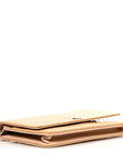 Patent Calfskin Chevron Quilted Wallet On Chain WOC Beige
